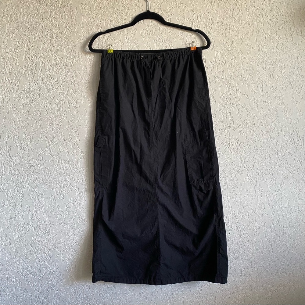 Black Casual Cargo Midi Skirt